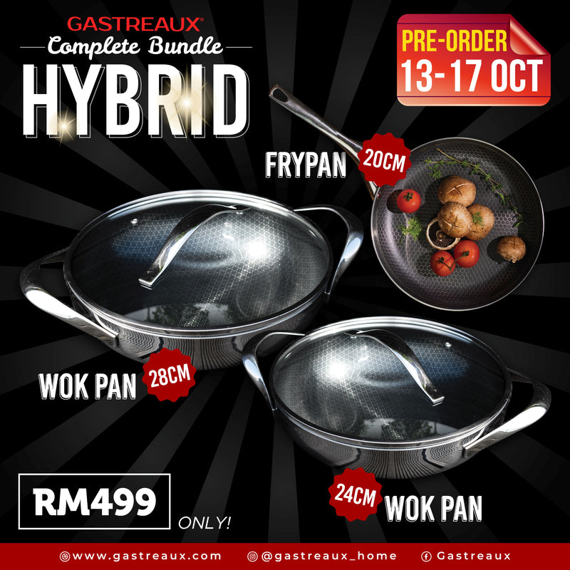 Gastreaux Hybrid Complete Bundle – 28 cm & 24 cm Wok + 20 cm Frypan