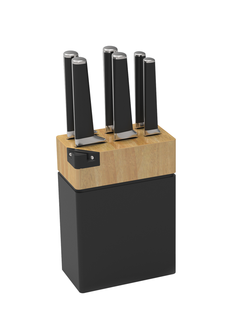 Gastreaux 6pcs Round Tip Knife Set + Built-in Sharpener