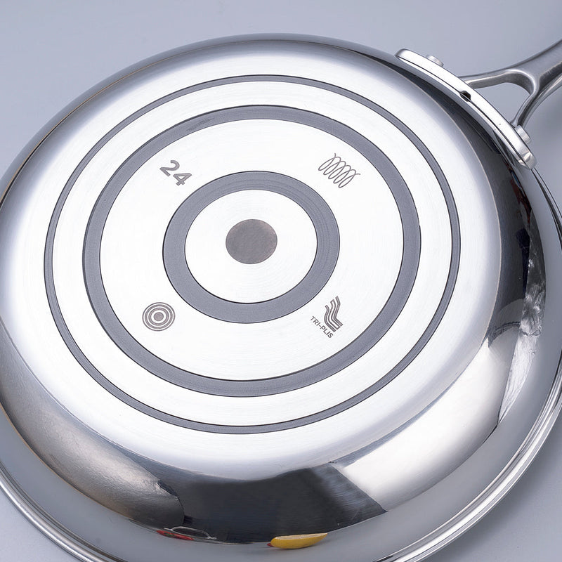 Gastreaux Tri-Ply Stainless Steel Spiral Bottom 24cm Fry Pan