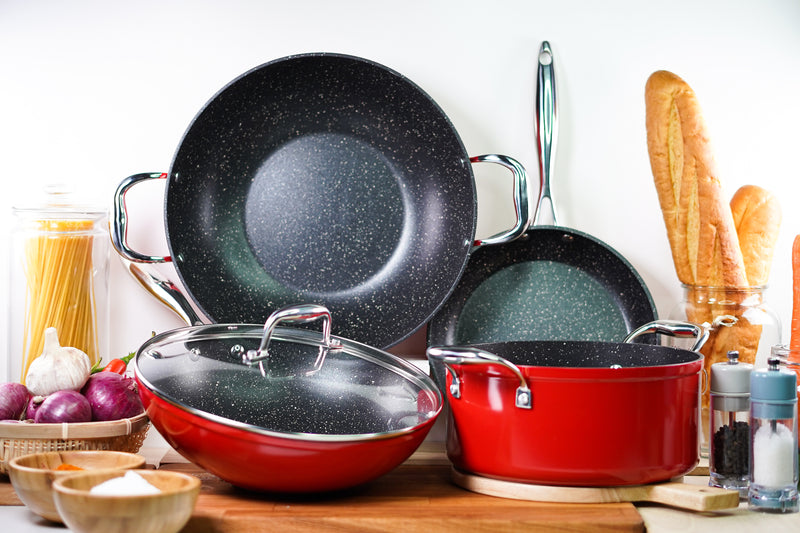 Gastreaux Red Marble Wok Pan 32cm