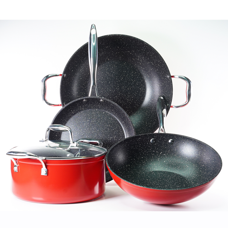 Gastreaux Red Marble Wok Pan 28cm