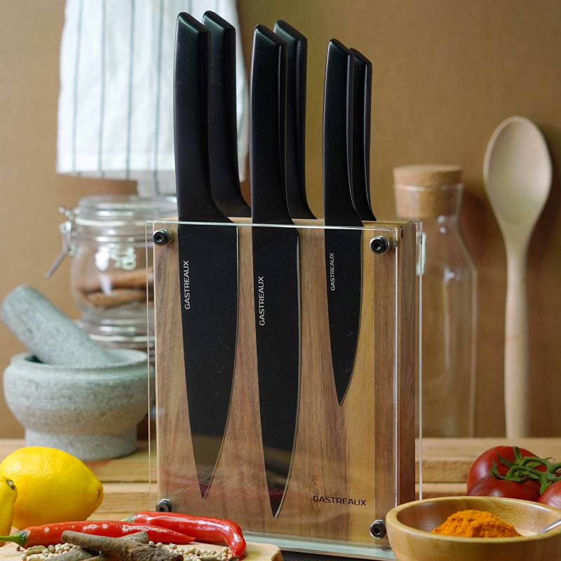 Gastreaux Non-Stick Black Coating 7pc Knife Set