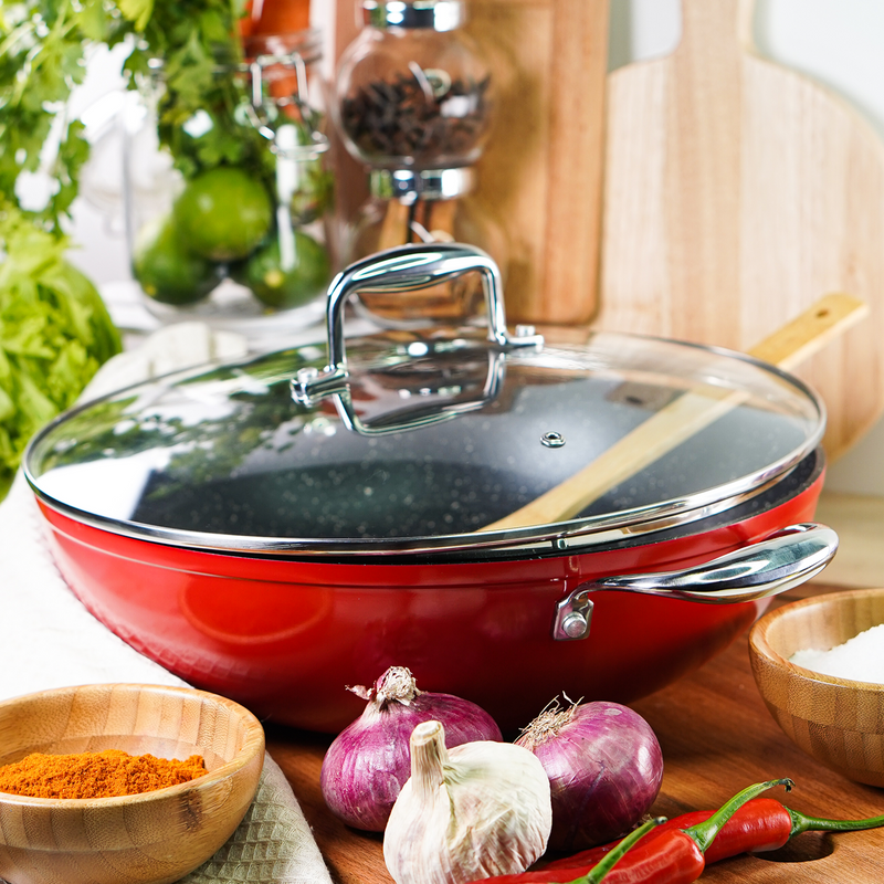 Gastreaux Red Marble Wok Pan 32cm