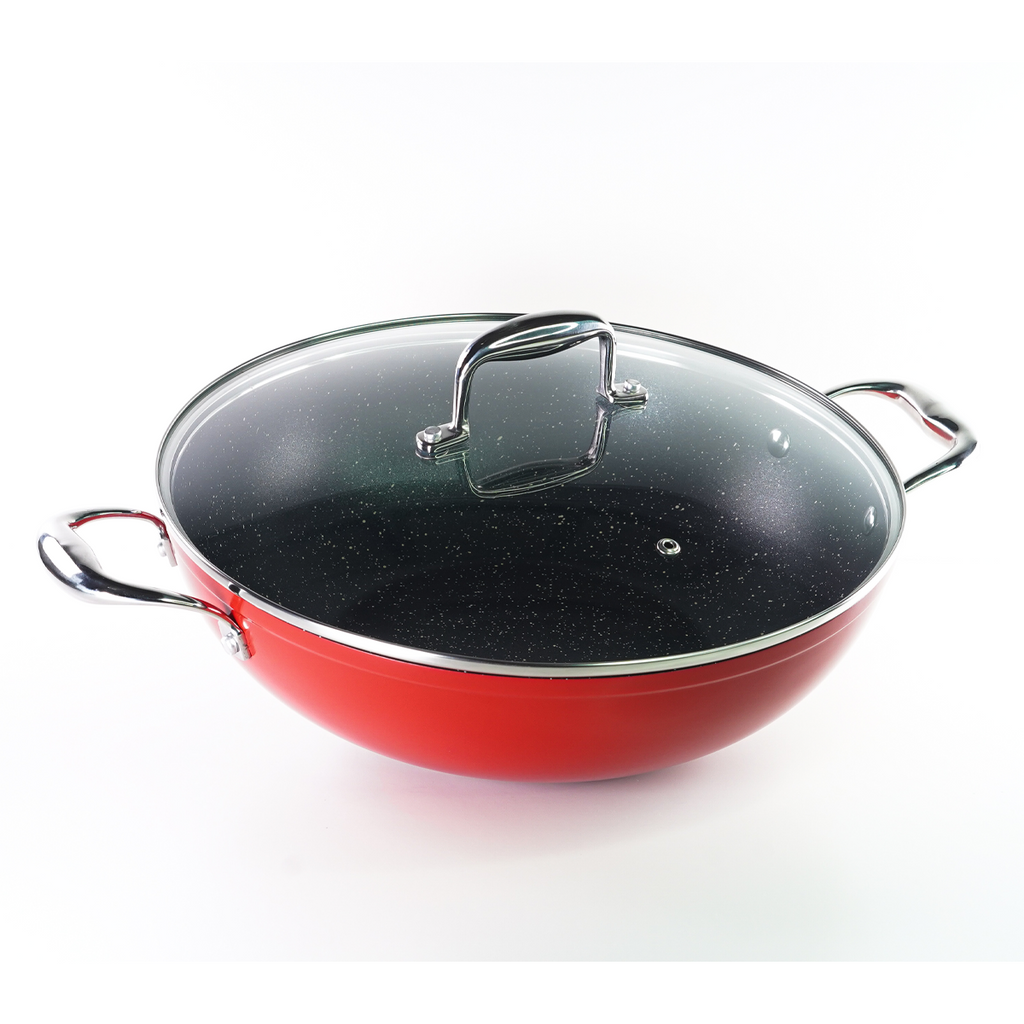 Gastreaux Red Marble Wok Pan 32cm